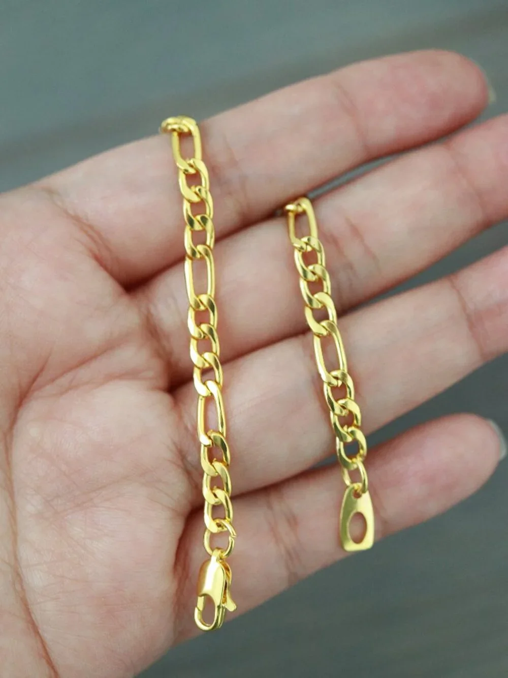 4.5mm Figaro Chain Bracelet 18k Gold Plated Stainless Steel